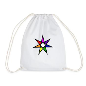 Étoile à 7 pointes, sept couleurs de l'arc-en-ciel - Sac de sport léger - blanc - Devant