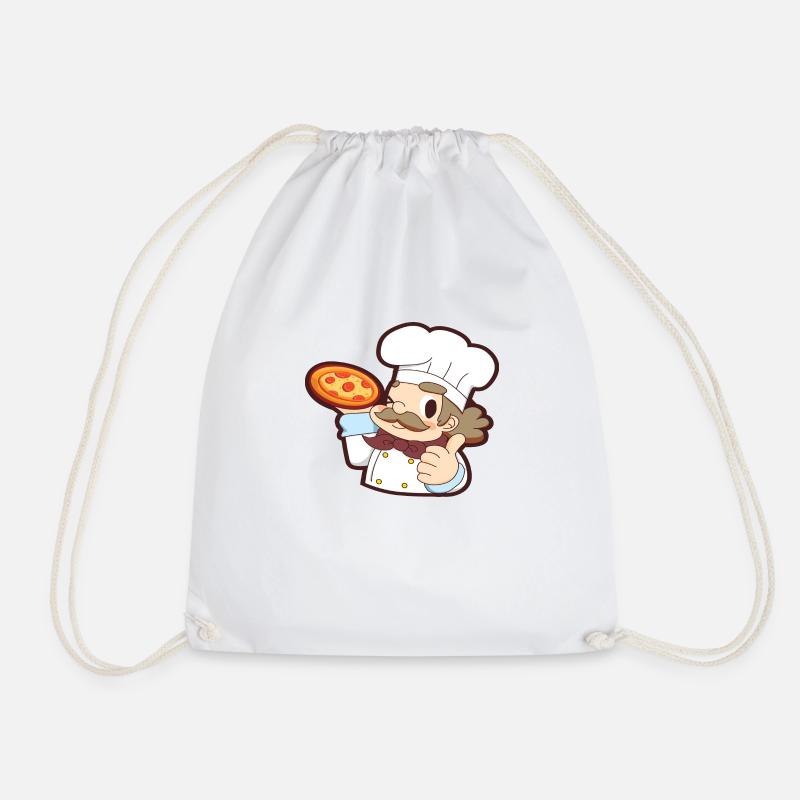 Chef Pizza - Drawstring Bag - white