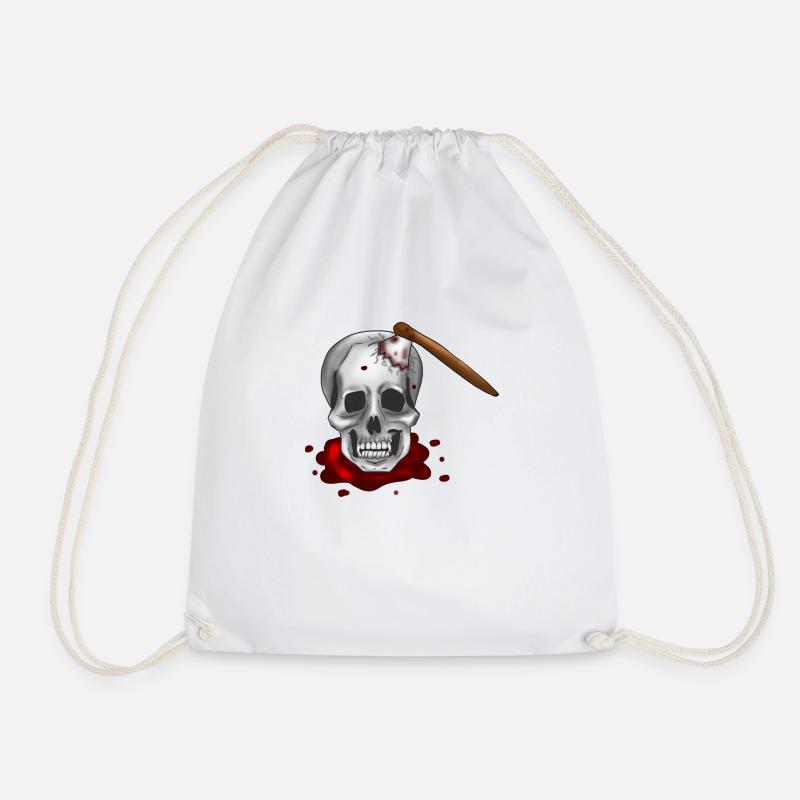 Skull with axe - Drawstring Bag - white