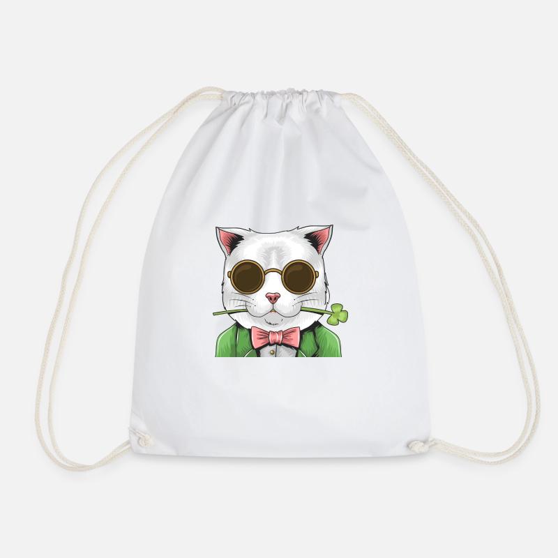 Gentleman Katze Kleeblatt St. Patrick's Day - Turnbeutel - Weiß