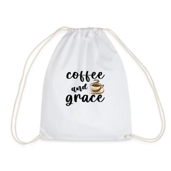 Coffee And Grace black - Drawstring Bag - white - Front