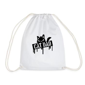 Cat Father Stamp Logo - Drawstring Bag - white - Front