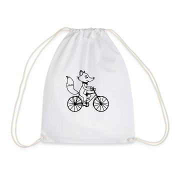 Fuchs Fährt Fahrrad Geschenkidee Vektor - Turnbeutel - Weiß - Vorne