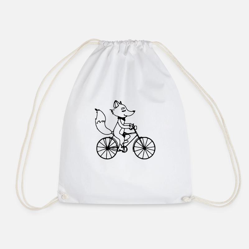 Fuchs Fährt Fahrrad Geschenkidee Vektor - Turnbeutel - Weiß