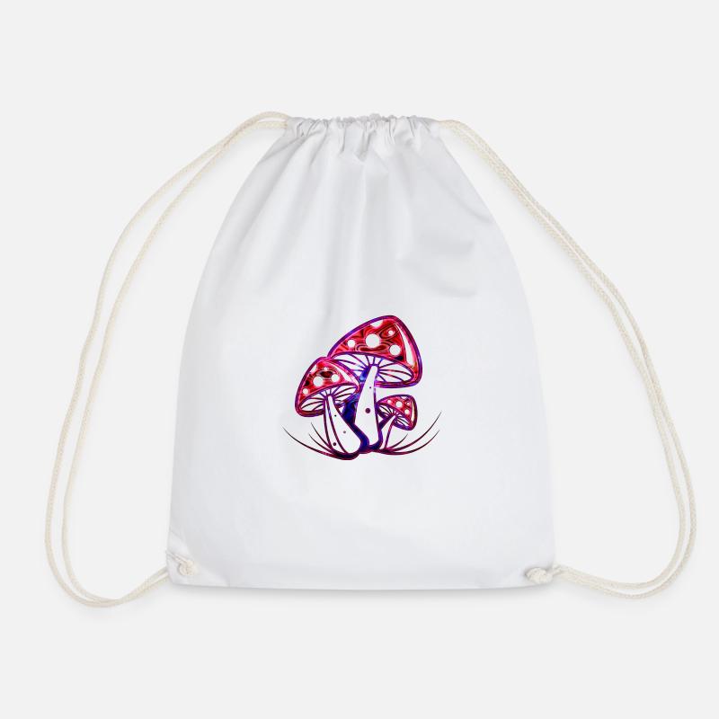 Mushrooms No. 01 - Design A - Drawstring Bag - white