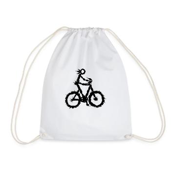 Bicycle Rider Nature Leaf - Drawstring Bag - white - Front