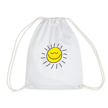 Sleepy Cartoon Yellow Sun - Drawstring Bag - white - Front