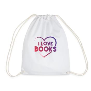 I love books heart - Drawstring Bag - white - Front