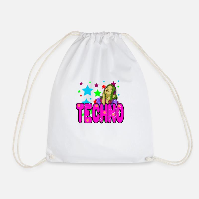 Cool Retro TECHNO Designs Techno DJ Lover T-Shirt - Turnbeutel - Weiß