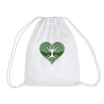Heart Tree Tree tree of life love nature romantic life - Drawstring Bag - white - Front