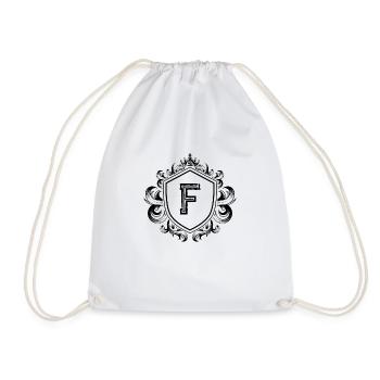F letter coat of arms - Drawstring Bag - white - Front