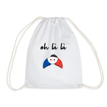 France Croissant Oh la la gift idea - Drawstring Bag - white - Front