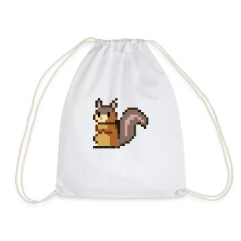 Squirrel Pixel Art Gift Idea - Drawstring Bag - white - Front