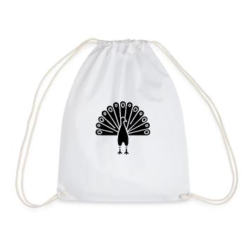 Symbol of an Indian peacock, culture of India - Drawstring Bag - white - Front