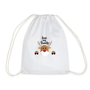 Christmas Reindeer - I love my family - Drawstring Bag - white - Front