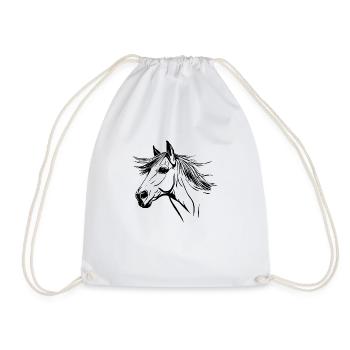 Tête de cheval avec crinière Cheval pour T-shirts légers - Sac de sport léger - blanc - Devant
