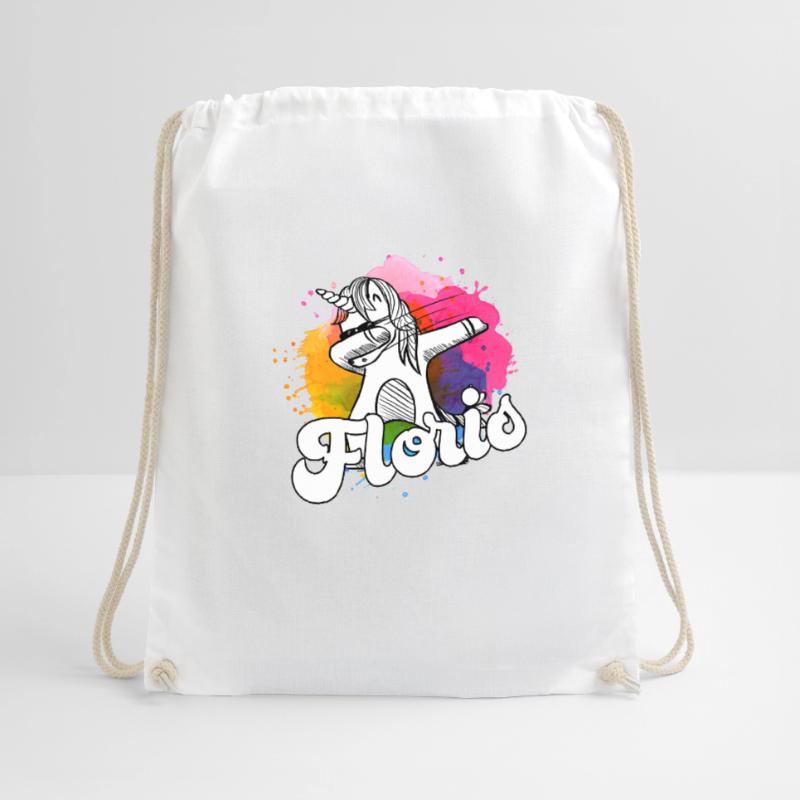 FLORIS - Beautiful Boy Name with Cool Unicorn Drawstring Bag