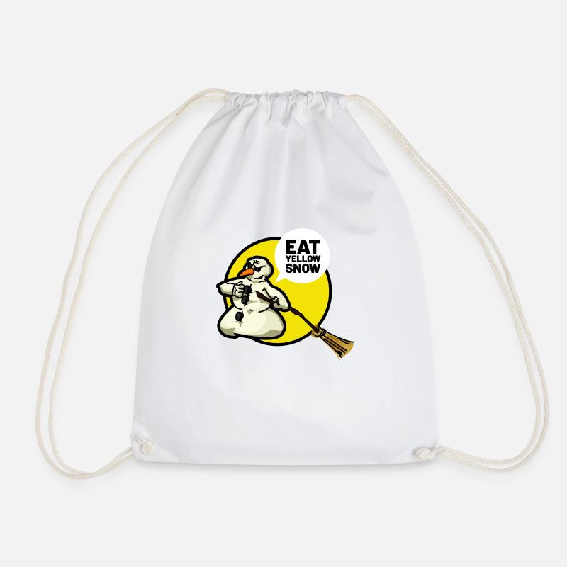 Bad Snowman Eat Yellow Snow - Drawstring Bag - white
