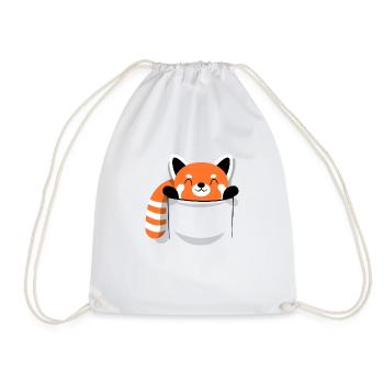 Red panda kawaii - Drawstring Bag - white - Front