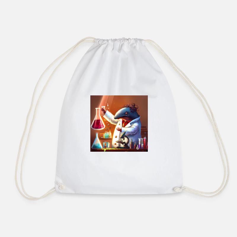 Mad dolphin scientist experimenting - Drawstring Bag - white