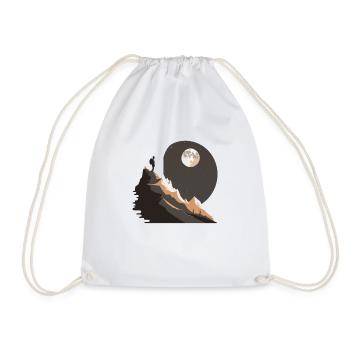 Hikers by moonlight in the mountains - Drawstring Bag - white - Front