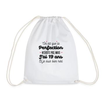 perfection 19 ans / cadeau anniversaire 19 ans - Sac de sport léger - blanc - Devant