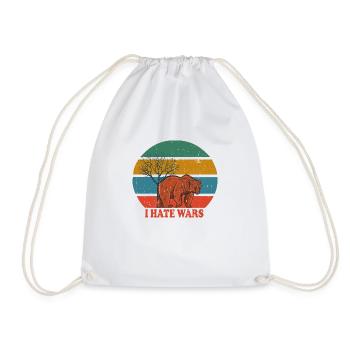 Retro Bear i hate wars - Drawstring Bag - white - Front