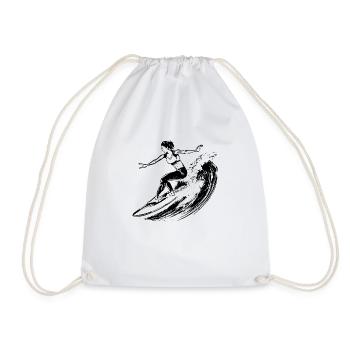 Surfing Surfer Surfing Drawing Gift - Drawstring Bag - white - Front