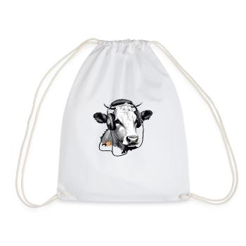 Jiji the audiophile cow - Drawstring Bag - white - Front