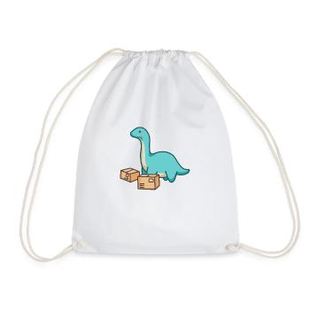hugadino Dino Parcel Carrier, Cute Dinosaur - Drawstring Bag - white - Front