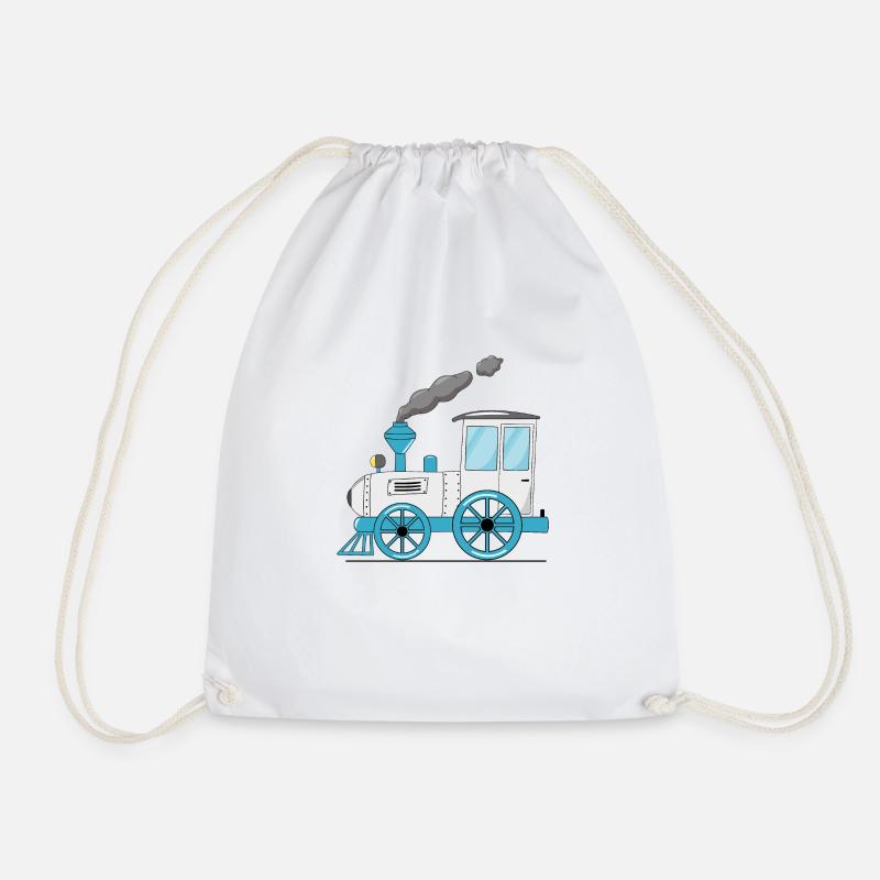 Children's train railway white - Drawstring Bag - white