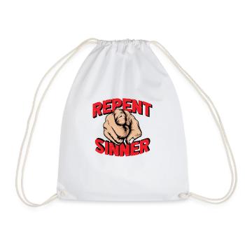 Repent Sinner Red - Drawstring Bag - white - Front