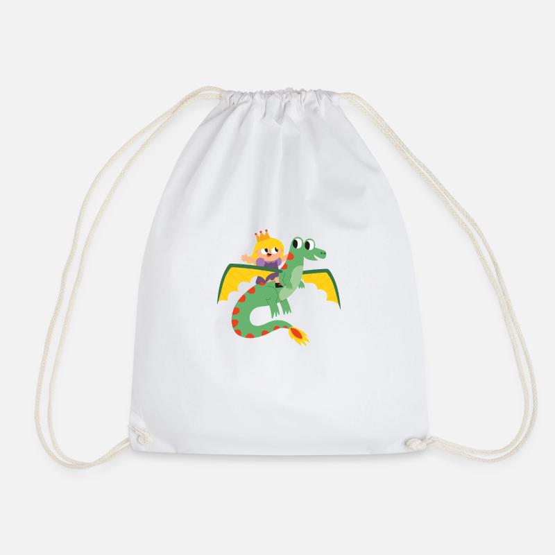 Princess on dragon - Drawstring Bag - white