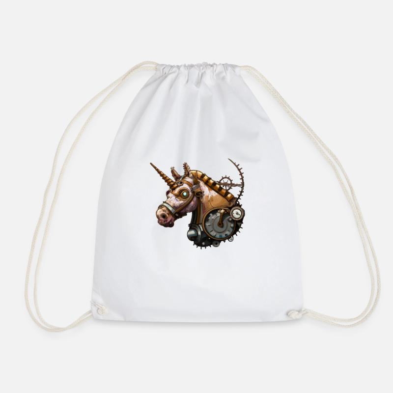 Steampunk Einhorn - Turnbeutel - Weiß