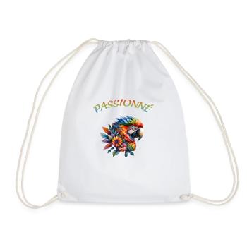 Passionné perroquet floral - Sac de sport léger - blanc - Devant