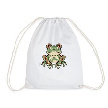 Fröhlicher Frosch - Turnbeutel - Weiß - Vorne
