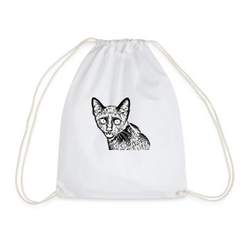 schwarze Katze - Turnbeutel - Weiß - Vorne