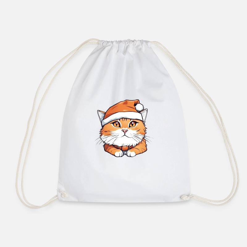 Weihnachtliche orangefarbene Katze - Turnbeutel - Weiß