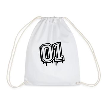 01 One Number - Drawstring Bag - white - Front