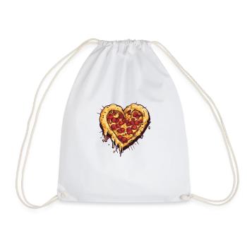 Pizza Love Herz Essen Italien Urlaub Salami Food - Turnbeutel - Weiß - Vorne