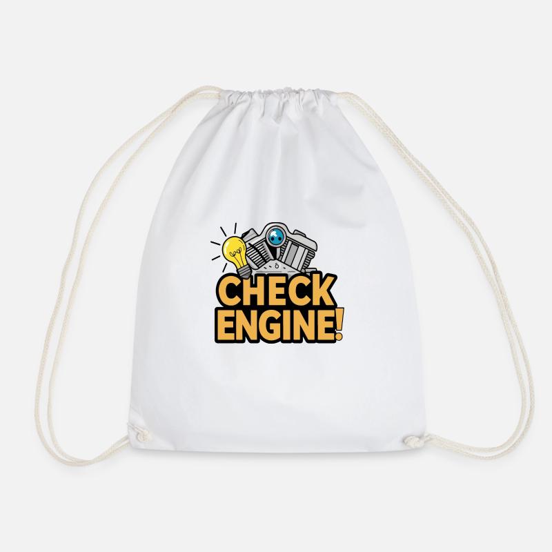 Check Engine - Drawstring Bag - white
