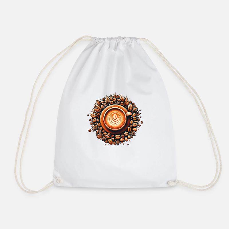 Cafe Latte Love - Drawstring Bag - white