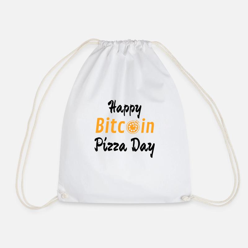 Happy Bitcoin Pizza Day - Drawstring Bag - white