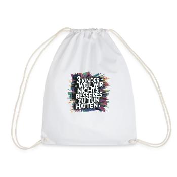 Gift: Birth, Third Child, Three Children, Humor - Drawstring Bag - white - Front