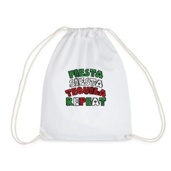 Fiesta Siesta Tequila Repeat - funny mexico design - Drawstring Bag - white - Front