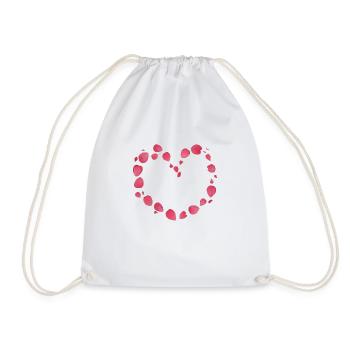 Un cœur fait de véritables pétales de rose rose - Sac de sport léger - blanc - Devant