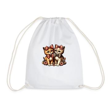 Adorable Bow-Tied Kittens - Drawstring Bag - white - Front