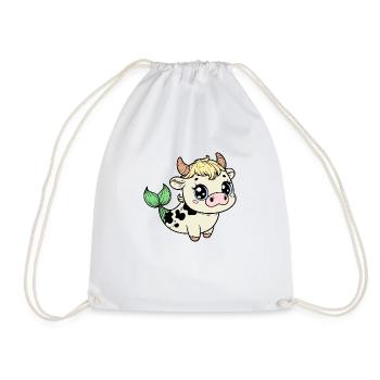 Cute Manatee Cow - Drawstring Bag - white - Front