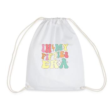 New Fifties 50th Birthday Gifts For Men, Women - Drawstring Bag - white - Front