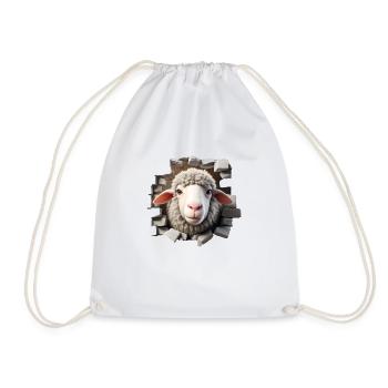 Sheep Head in Hole 2 - Drawstring Bag - white - Front